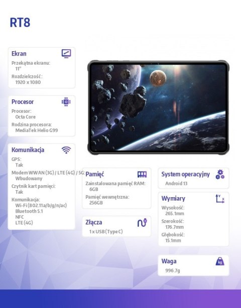 Tablet RT8 6/256GB IP69K czarny Tablet RT8 6/256GB IP69K czarny