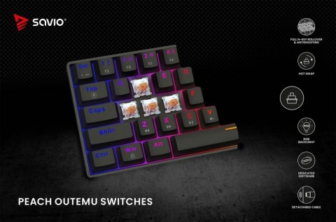 Klawiatura mechaniczna BLACKOUT X2 OUTEMU Peach Silent, Hot Swap Klawiatura mechaniczna BLACKOUT X2 OUTEMU Peach Silent, Hot Swap