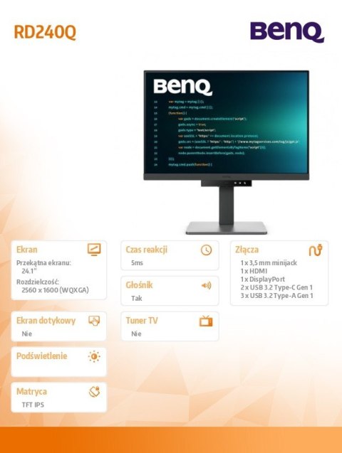 Monitor 24 cale RD240Q WQXGA 5ms/IPS/1200:1/HDMI/DP Monitor 24 cale RD240Q WQXGA 5ms/IPS/1200:1/HDMI/DP