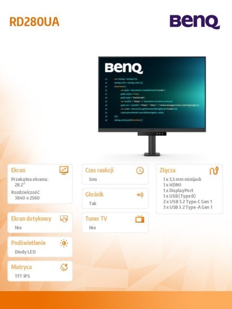 Monitor 28 cali RD280UA 4K IPS 5ms/IPS/1200:1/HDMI/DP Monitor 28 cali RD280UA 4K IPS 5ms/IPS/1200:1/HDMI/DP