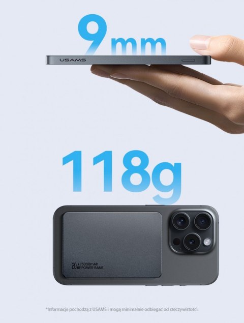 Powerbank 5000mAh 20W indukcyjny Magsafe PD Fast Charge szary Powerbank 5000mAh 20W indukcyjny Magsafe PD Fast Charge szary
