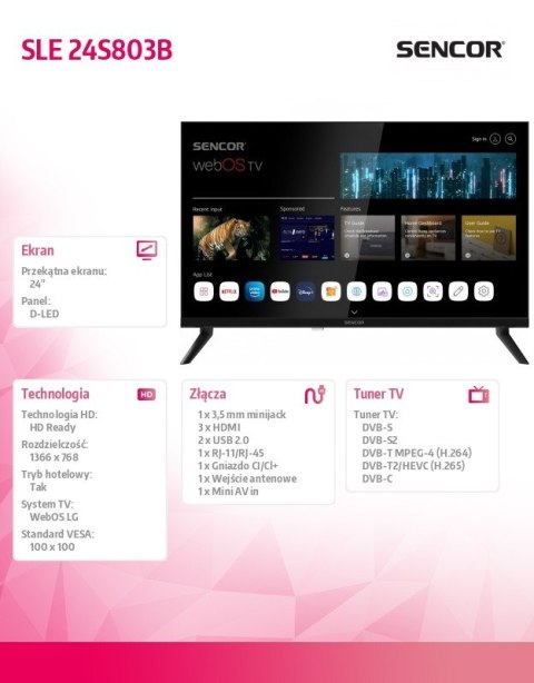 Telewizor 24 cale SMART webOS LG DVB-T/T2/C/S/S2 BT5 Telewizor 24 cale SMART webOS LG DVB-T/T2/C/S/S2 BT5