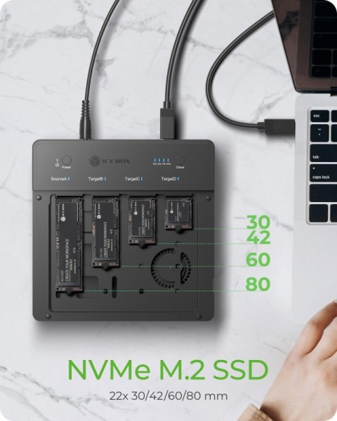 Duplicator (klonowanie 1:3) dla NVMe M.2 SSD IB-4013MCL-C4 4-Bay USB4 Duplicator (klonowanie 1:3) dla NVMe M.2 SSD IB-4013MCL-C4 4-Bay USB4