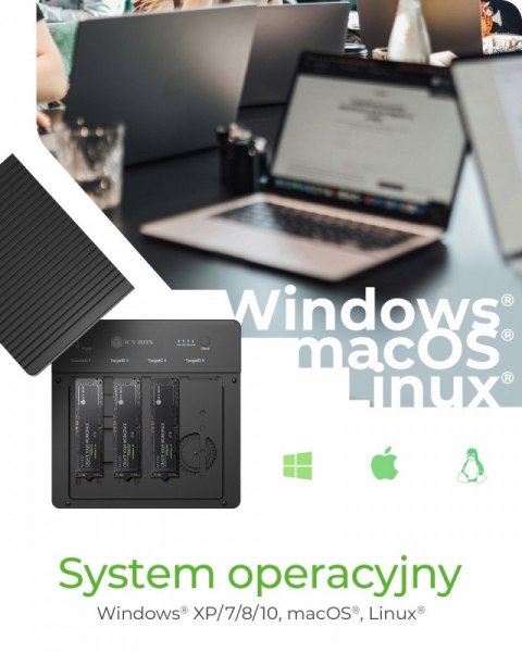 Duplicator (klonowanie 1:3) dla NVMe M.2 SSD IB-4013MCL-C4 4-Bay USB4 Duplicator (klonowanie 1:3) dla NVMe M.2 SSD IB-4013MCL-C4 4-Bay USB4