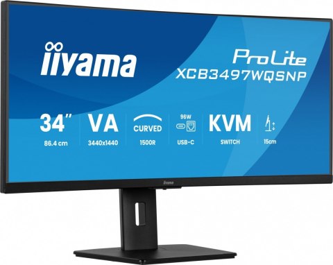 Monitor 34 cali XCB3497WQSNP-B1 VA,UWQHD,1500R,USB-cDock,KVM,95W, 2xHDMI, 1xDP, RJ45,2x5W,21:9 /5y/ Monitor 34 cali XCB3497WQSNP-B1 VA,UWQHD,1500R,USB-cDock,KVM,95W, 2xHDMI, 1xDP, RJ45,2x5W,21:9 /5y/