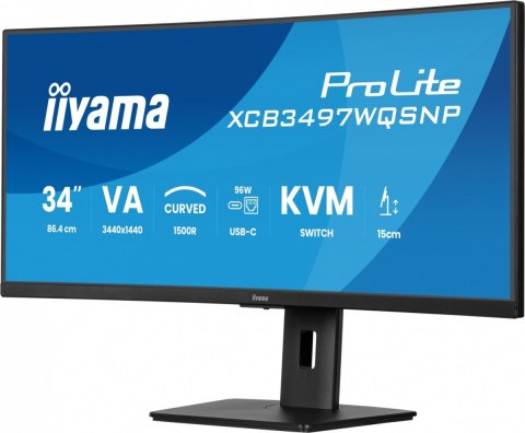 Monitor 34 cali XCB3497WQSNP-B1 VA,UWQHD,1500R,USB-cDock,KVM,95W, 2xHDMI, 1xDP, RJ45,2x5W,21:9 /5y/ Monitor 34 cali XCB3497WQSNP-B1 VA,UWQHD,1500R,USB-cDock,KVM,95W, 2xHDMI, 1xDP, RJ45,2x5W,21:9 /5y/