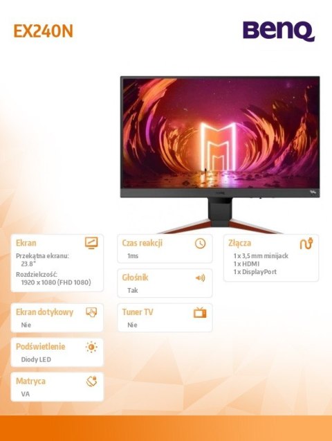 Monitor 23,8 cali EX240N LED 1ms/12mln:1/HDMI/165Hz Monitor 23,8 cali EX240N LED 1ms/12mln:1/HDMI/165Hz