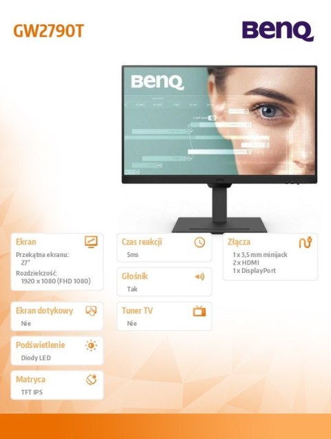 Monitor 27 cali GW2790T LED 5ms/IPS/HDMI/100Hz Monitor 27 cali GW2790T LED 5ms/IPS/HDMI/100Hz