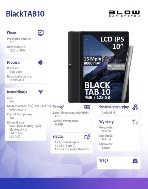 Tablet BlackTAB10 4/128GB 4G LTE 10 cali Czarny Tablet BlackTAB10 4/128GB 4G LTE 10 cali Czarny