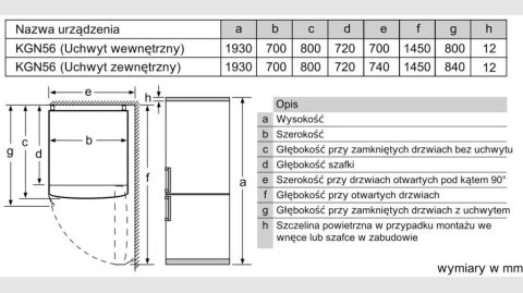 Chłodziarko-zamrażarka KGN56XLEB Chłodziarko-zamrażarka KGN56XLEB