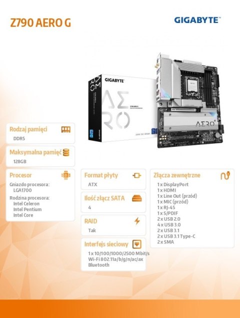 Płyta główna Z790 AERO G s1700 4DDR5 HDMI USB-C M.2 ATX Płyta główna Z790 AERO G s1700 4DDR5 HDMI USB-C M.2 ATX
