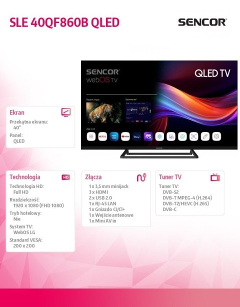 Telewizor QLED 32 cale SLE 32QF860B Smart webOS Full HD Telewizor QLED 32 cale SLE 32QF860B Smart webOS Full HD
