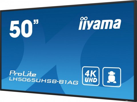 Monitor 50 cali LH5065UHSB-B1 AG, 24/7, VA, ANDROID 11, 4K, 800cd, iiSignage2, SDM, 2x HDMI, DP, 2x USB,2x 10W, RJ45, WiFi, 4/32 Monitor 50 cali LH5065UHSB-B1 AG, 24/7, VA, ANDROID 11, 4K, 800cd, iiSignage2, SDM, 2x HDMI, DP, 2x USB,2x 10W, RJ45, WiFi, 4/32