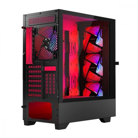 Obudowa komputerowa Siroco ARGB Flow Midi USB 3.0x2+Type-C Czarna Obudowa komputerowa Siroco ARGB Flow Midi USB 3.0x2+Type-C Czarna