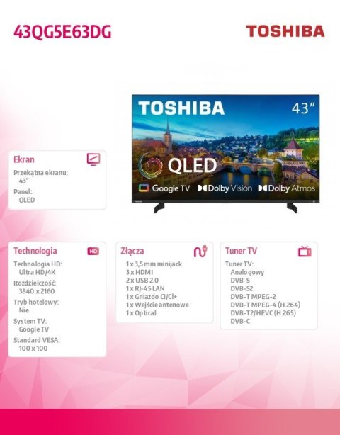 Telewizor QLED 43 cale 43QG5E63DG Telewizor QLED 43 cale 43QG5E63DG