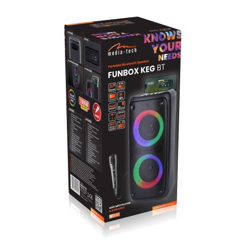 Głośnik FUNBOX BT MT3181 Bluetooth 5.0/TWS/MP3/MicroSD/USB/AUX/Equalizer/Jack 6.3/RGB/USB-C/ RMS 40W/PMPO 1000W Głośnik FUNBOX BT MT3181 Bluetooth 5.0/TWS/MP3/MicroSD/USB/AUX/Equalizer/Jack 6.3/RGB/USB-C/ RMS 40W/PMPO 1000W