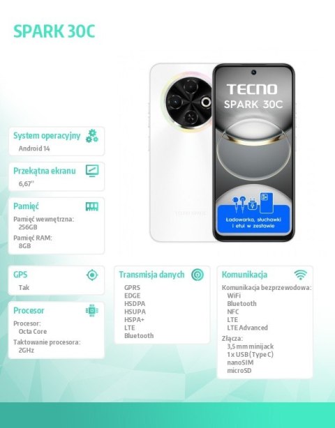 Smartfon Spark 30C 8/256 Orbit White Smartfon Spark 30C 8/256 Orbit White