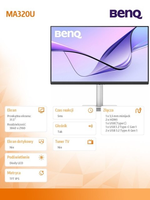 Monitor 31.5 cala MA320U 4K LED 5ms/60Hz/IPS Monitor 31.5 cala MA320U 4K LED 5ms/60Hz/IPS