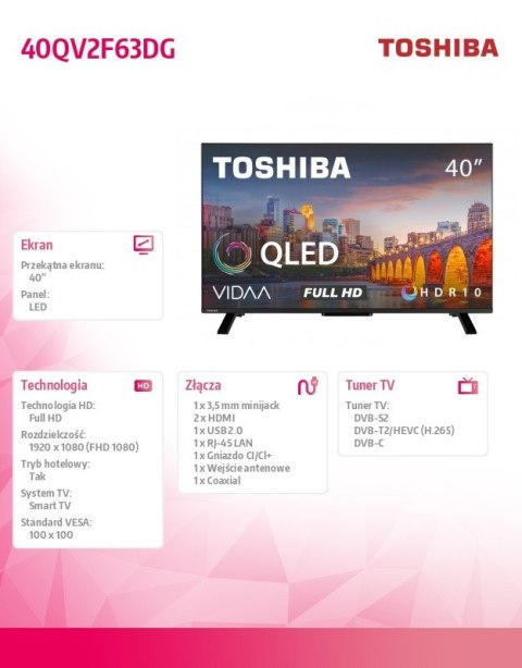 Telewizor LED 40 cali 40QV2F63DG Telewizor LED 40 cali 40QV2F63DG