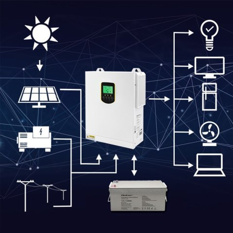 Hybrydowy inwerter solarny Off-Grid 2.5kVA | 2.5kW | 100A | MPPT | LCD | BMS | Sinus Hybrydowy inwerter solarny Off-Grid 2.5kVA | 2.5kW | 100A | MPPT | LCD | BMS | Sinus