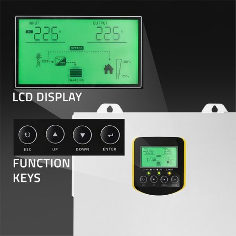 Hybrydowy inwerter solarny Off-Grid 2.5kVA | 2.5kW | 100A | MPPT | LCD | BMS | Sinus Hybrydowy inwerter solarny Off-Grid 2.5kVA | 2.5kW | 100A | MPPT | LCD | BMS | Sinus