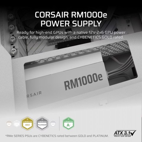 Zasilacz RM1000e WHITE 80+GOLD F.MODULAR ATX3.1 Zasilacz RM1000e WHITE 80+GOLD F.MODULAR ATX3.1