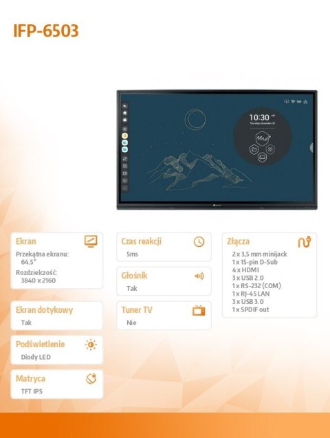 Monitor wielkoformatowy IFP-6503 4K Monitor wielkoformatowy IFP-6503 4K