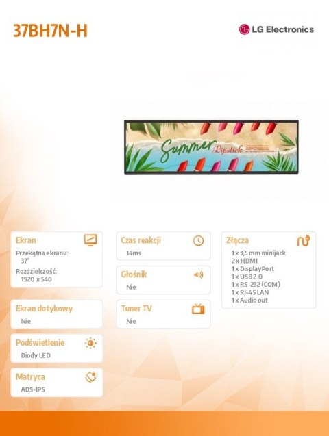 Monitor wielkoformatowy 37BH7N-H Stretch 700cd/m2 32:9 wide Monitor wielkoformatowy 37BH7N-H Stretch 700cd/m2 32:9 wide