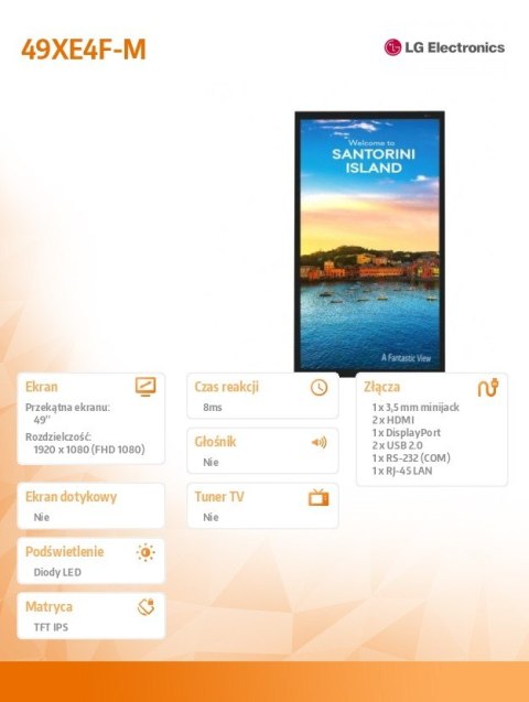 Monitor wielkoformatowy 49 cali 49XE4F-M 4000cd/m2 24/7 Monitor wielkoformatowy 49 cali 49XE4F-M 4000cd/m2 24/7