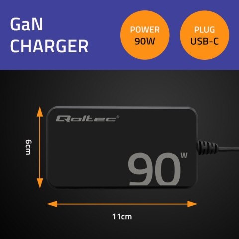 Ładowarka sieciowa 90W GaN Fast SLIM | PD | 5-20V | 4.5A | USB-C 3.1 | Laptop | MacBook | Smartfon | +kabel Ładowarka sieciowa 90W GaN Fast SLIM | PD | 5-20V | 4.5A | USB-C 3.1 | Laptop | MacBook | Smartfon | +kabel