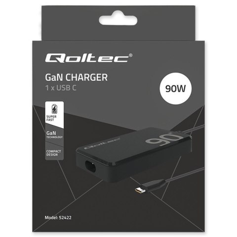 Ładowarka sieciowa 90W GaN Fast SLIM | PD | 5-20V | 4.5A | USB-C 3.1 | Laptop | MacBook | Smartfon | +kabel Ładowarka sieciowa 90W GaN Fast SLIM | PD | 5-20V | 4.5A | USB-C 3.1 | Laptop | MacBook | Smartfon | +kabel