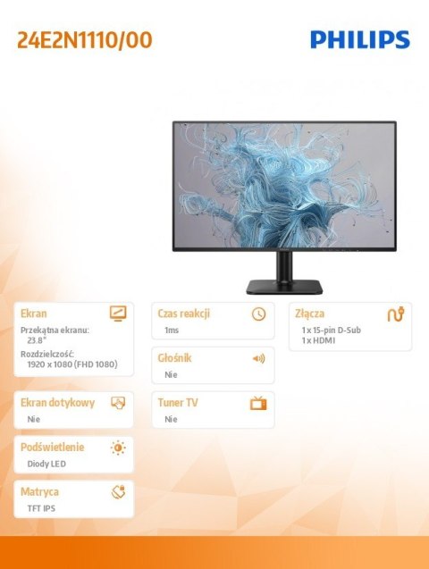 Monitor 24E2N1110 23.8 cala IPS 120Hz HDMI VGA Monitor 24E2N1110 23.8 cala IPS 120Hz HDMI VGA