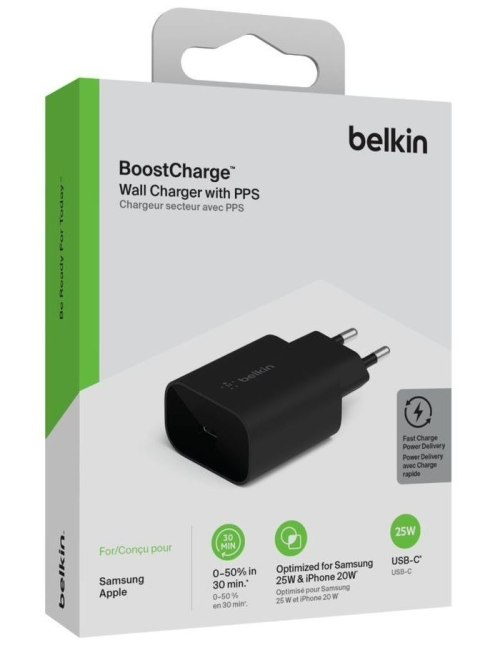 Ładowarka sieciowa 25W USB-C PD 3.0 PPS czarna Ładowarka sieciowa 25W USB-C PD 3.0 PPS czarna