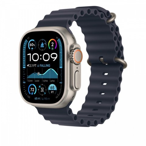 Pasek Ocean w kolorze granatu do koperty 49 mm - elementy z tytanu w kolorze naturalnym Pasek Ocean w kolorze granatu do koperty 49 mm - elementy z tytanu w kolorze naturalnym