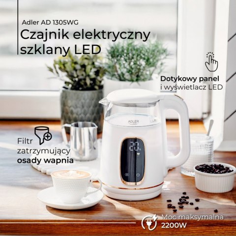 Czajnik 1,7l z wyświetlaczem LED, regulacją temperatury AD 1305WG Czajnik 1,7l z wyświetlaczem LED, regulacją temperatury AD 1305WG