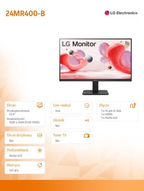 Monitor 24MR400-B 23.8 cala IPS FHD AMD FreeSync Monitor 24MR400-B 23.8 cala IPS FHD AMD FreeSync