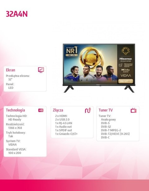 Telewizor LED 32 cale 32A4N Telewizor LED 32 cale 32A4N