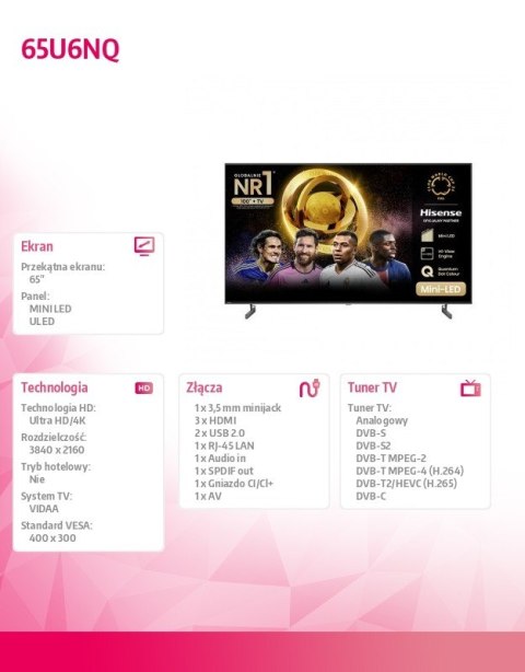 Telewizor MINI-LED ULED 65 cali 65U6NQ Telewizor MINI-LED ULED 65 cali 65U6NQ