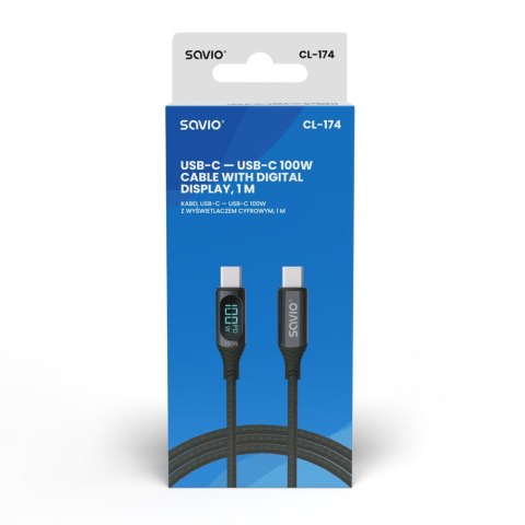 Kabel USB - USB C z wyświetlaczem, 100W, CL-174 Kabel USB - USB C z wyświetlaczem, 100W, CL-174