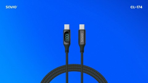 Kabel USB - USB C z wyświetlaczem, 100W, CL-174 Kabel USB - USB C z wyświetlaczem, 100W, CL-174