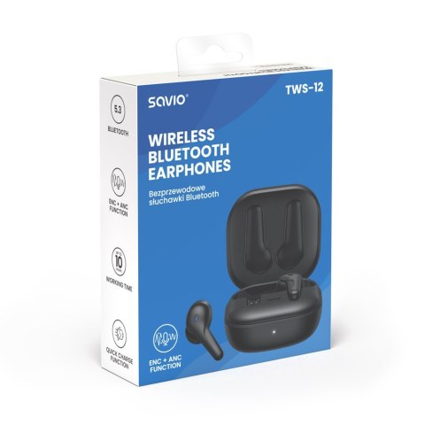 Słuchawki bezprzewodowe Bluetooth 5.3 z mikrofonem, ANC, ENC, QC, TWS-12 Słuchawki bezprzewodowe Bluetooth 5.3 z mikrofonem, ANC, ENC, QC, TWS-12