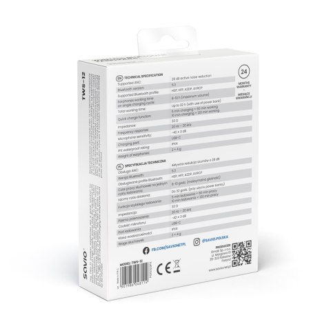 Słuchawki bezprzewodowe Bluetooth 5.3 z mikrofonem, ANC, ENC, QC, TWS-12 Słuchawki bezprzewodowe Bluetooth 5.3 z mikrofonem, ANC, ENC, QC, TWS-12