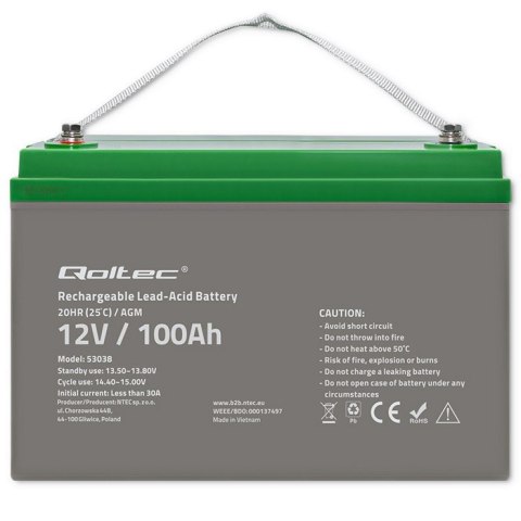 Akumulator AGM | 12V | 100Ah | max.30A Akumulator AGM | 12V | 100Ah | max.30A