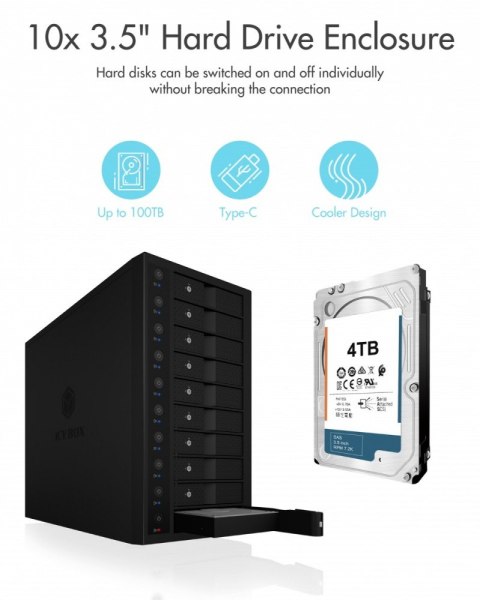 Obudowa IB-3810-C31 10x HDD Single System dla 3,5" HDD SATA I/II/III Obudowa IB-3810-C31 10x HDD Single System dla 3,5" HDD SATA I/II/III