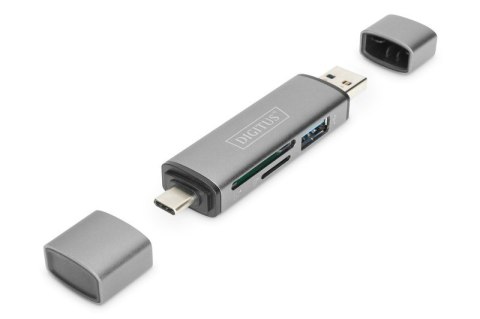 Czytnik kart 3-portowy USB Typ C/ USB 3.0 SuperSpeed SD Micro SD HQ aluminium Szary Czytnik kart 3-portowy USB Typ C/ USB 3.0 SuperSpeed SD Micro SD HQ aluminium Szary