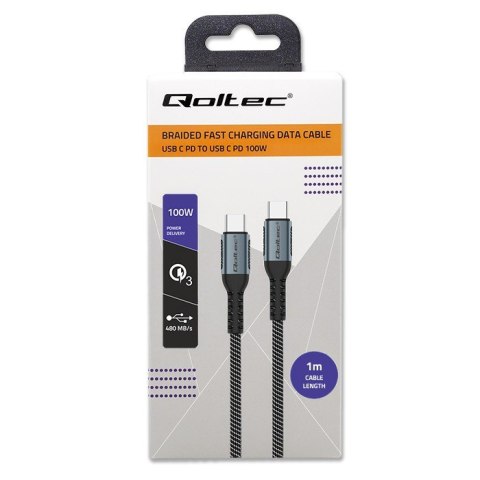 Kabel USB 2.0 typ C | USB 2.0 typ C 100W | QC 3.0 | PD | 1m | Czarny Kabel USB 2.0 typ C | USB 2.0 typ C 100W | QC 3.0 | PD | 1m | Czarny