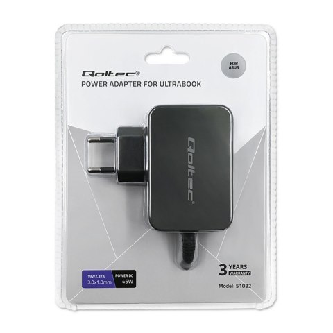 Zasilacz do ultrabooka Asus 45W | 19V | 2.37A | 3.0x1.0 Zasilacz do ultrabooka Asus 45W | 19V | 2.37A | 3.0x1.0
