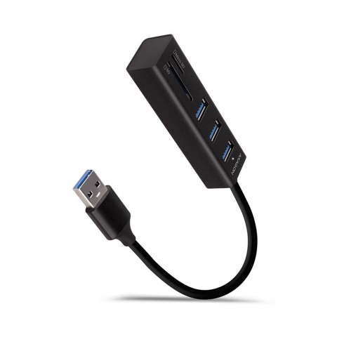HMA-CR3A Wieloportowy hub 3x USB-A + SD/microSD, USB3.2 Gen 1 hub, metalowy, 20cm USB-A kabel HMA-CR3A Wieloportowy hub 3x USB-A + SD/microSD, USB3.2 Gen 1 hub, metalowy, 20cm USB-A kabel
