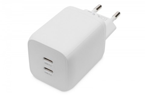 Ładowarka sieciowa, zasilacz GaN 2x USB-C PD 3.0 max. 65W, biała Ładowarka sieciowa, zasilacz GaN 2x USB-C PD 3.0 max. 65W, biała