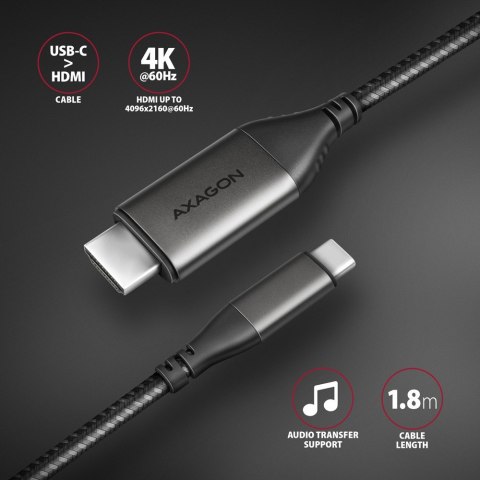 RVC-HI2MC Adapter aktywny USB-C -> HDMI 2.0 4K/60Hz Aluminum, 1.8m kabel RVC-HI2MC Adapter aktywny USB-C -> HDMI 2.0 4K/60Hz Aluminum, 1.8m kabel